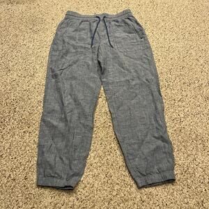 Athleta Retreat Linen Jogger Pants Sz 8 Blue Casual Coastal Beachy Lightweight